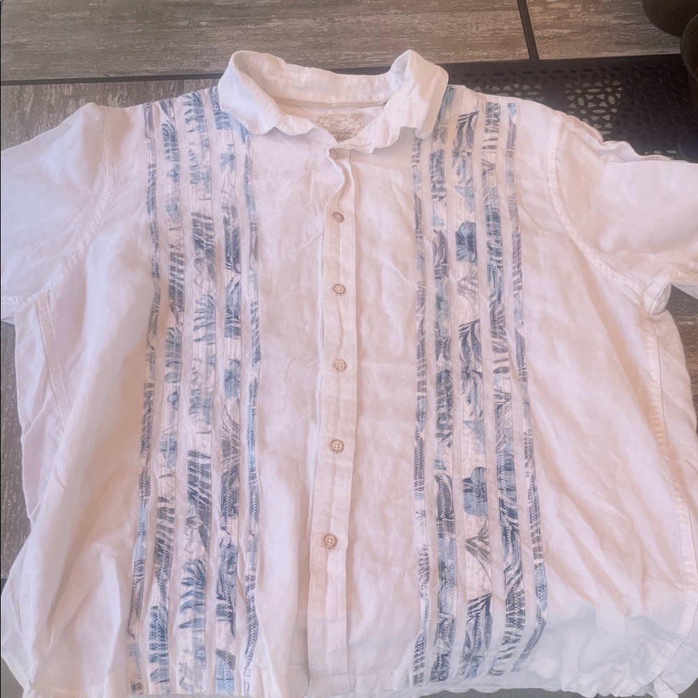 Tasso Elba White and Blue Casual Shirt